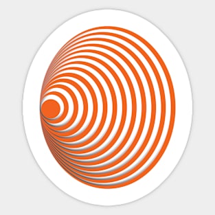 Geometric orange concentric circles 3D doodle art Sticker